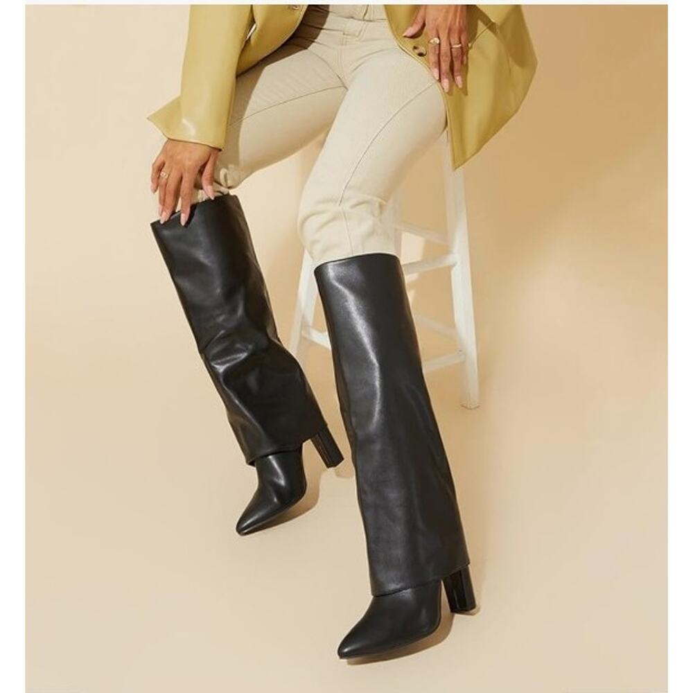 Ah. ​MSRP $87 MODATOPE BLACK FOLD OVER KNEE HIGH TROUSER BOOTS ♡SIZE 7.5♡